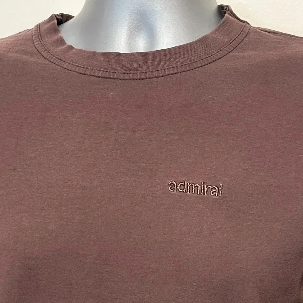 Vintage Admiral Soccer Embroidered Logo Brown Short Sleeve T-Shirt Mens Small